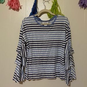 blue and white striped boutique top